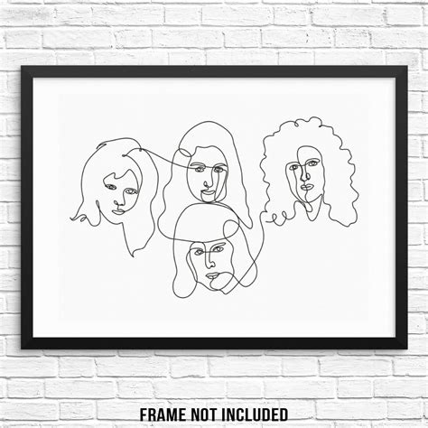 Abstract Line Drawing Queen Classic Rock Band Art Print