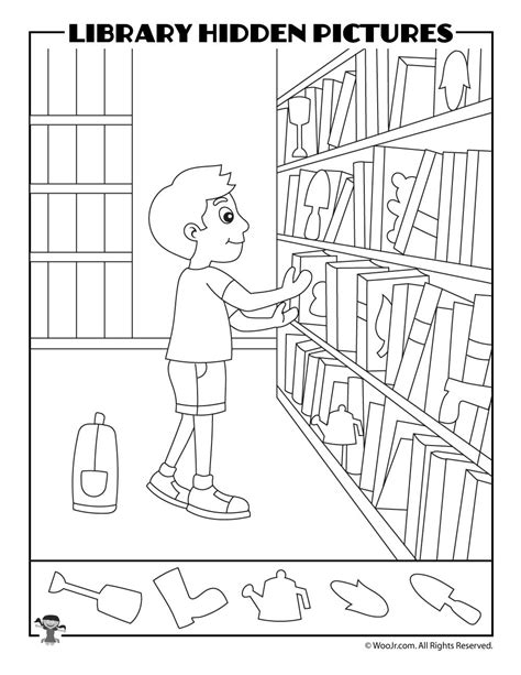 Printable Library Activities Coloring Pages Word Puzzles And Hidden