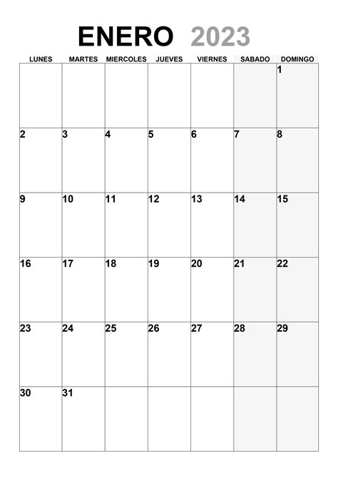 Plantilla Calendario Enero 2023 Para Imprimir Reverasite