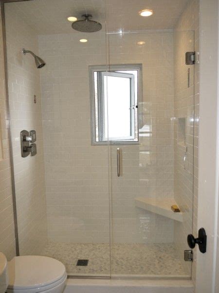You need to consider your need. Finished walking in shower with heavy glass door and white ...