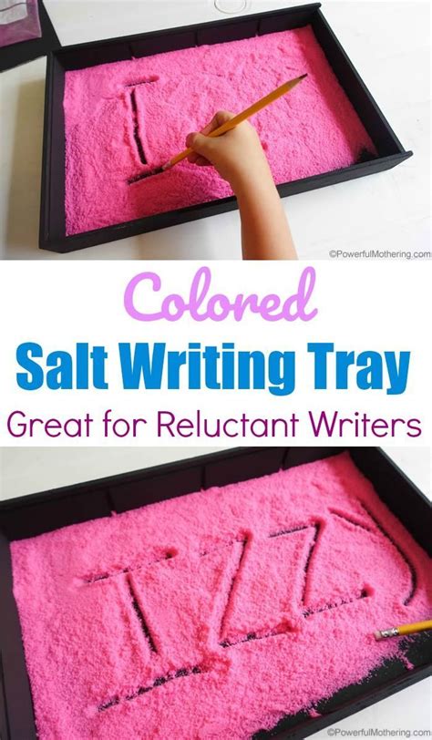 Colored Salt Writing Tray For Reluctant Writers Salttray Preschool