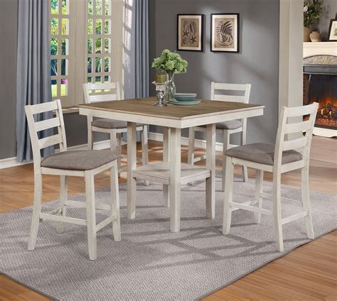 Tahoe 5 Piece Counter Height Dining Set White By Crown Mark Furniture