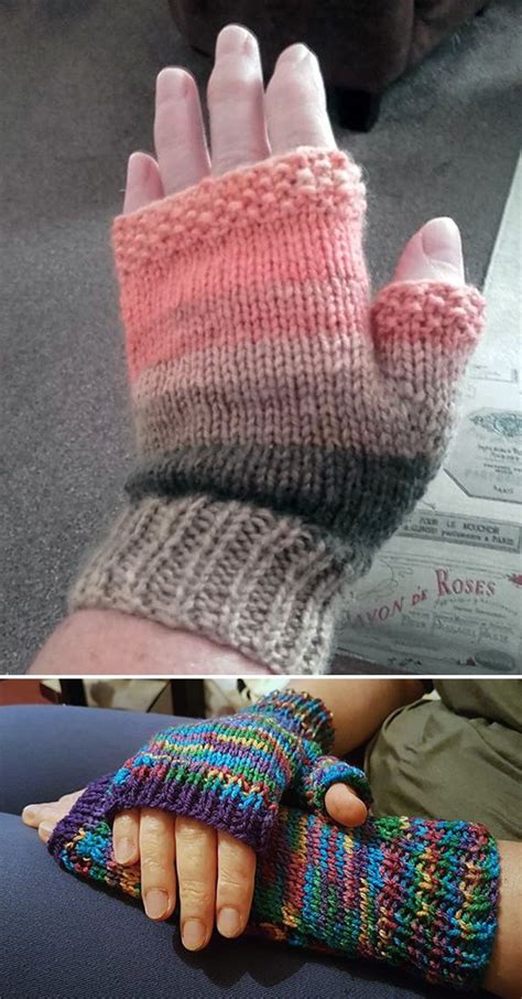 Free Knitting Pattern For Flat Knit Easy Fingerless Mitts Fingerless