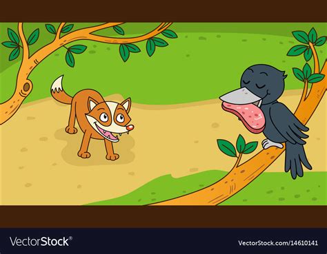 Aesops Fable Fox And Crow Royalty Free Vector Image