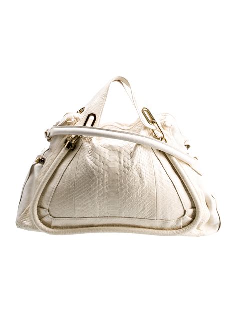 Chloé Paraty Python Handle Bag Neutrals Handle Bags Handbags