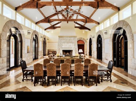 Living And Dining Areas In Large Room Of Opulent House Stock Photo Alamy
