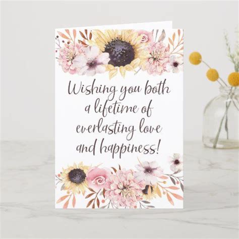 Congratulations on your wedding are common words used to compose a wedding letter, a wedding message for a gift card or to sign a reception wishing you both the happily ever after you deserve. Vibrant Sunflowers Wedding Congratulations Card in 2020 | Wedding congratulations card, Wedding ...