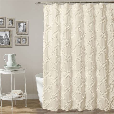 Lush Decor Ruffle Diamond Textured Polyester Shower Curtain 72x72