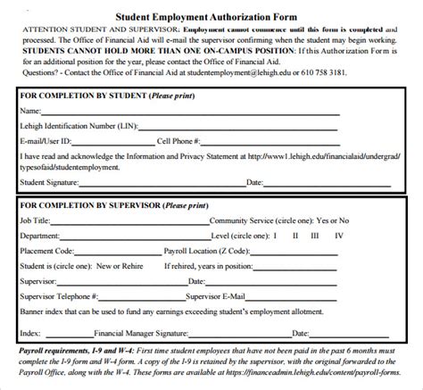 This document is given to u.s. FREE 8+ Employment Authorization Forms in PDF