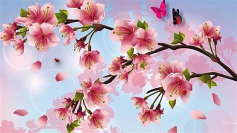 Card with stylized cherry blossom flowers. Cherry Blossom Tree Wallpaper (60+ images)