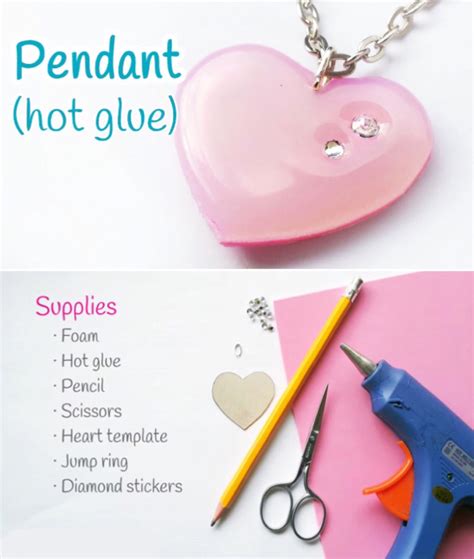 The Instructions For Making A Heart Shaped Pendant With Glue And
