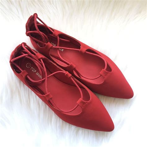 Bree Lace Up Flats Red Suede Lace Up Flats Shoes Cute Shoes