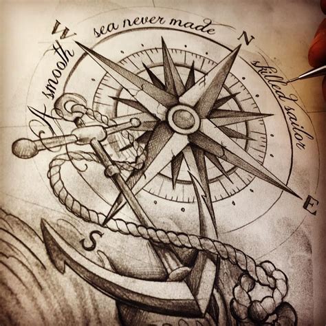 Compass Tattoo Sketch At Explore Collection Of