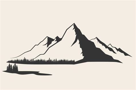 Mountain Vector Illustration Old Style Black And White Mountain Vector