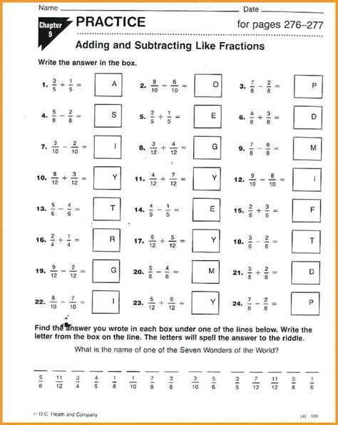 7th Grade Math Worksheets And Answer Key — Db