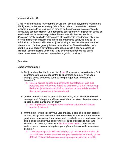 Evocation Exemple Avec La Mise En Situation 3 De Mme Robillard