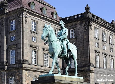 Christiansborg Castle With Equestrian Statue Stock Photo
