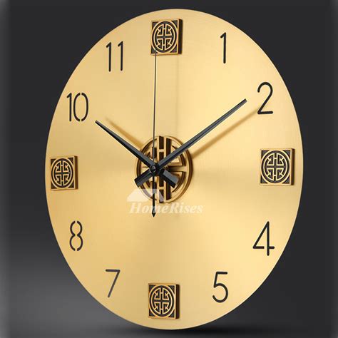 Solid Brass Wall Clock Round Luxury Silent Modern Decorative 12 15inch