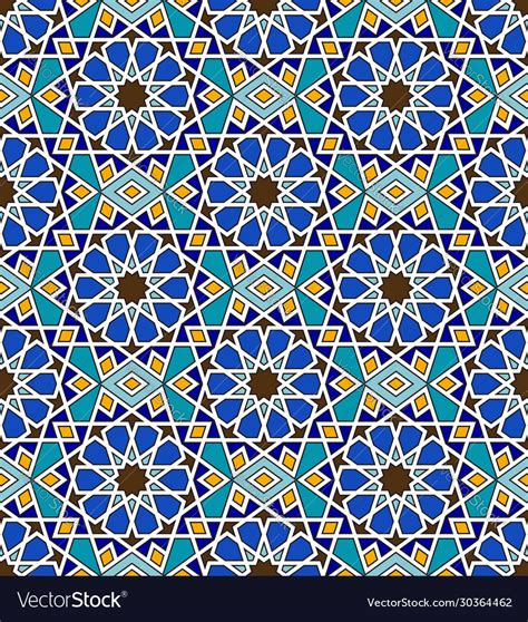 Mosaic Arabic Seamless Pattern With Geometric Vector Image
