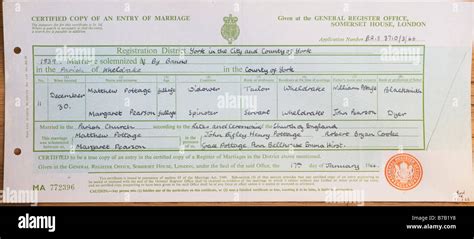 Marriage Certificate Issued By General Register Office At Somerset