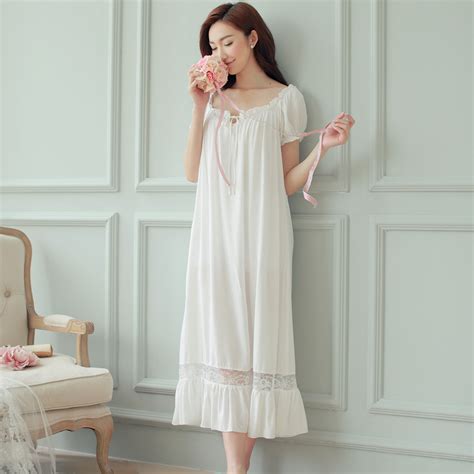 Night Dress Long White Nightgown Women Nightgowns Cotton Short Sexy Nightwear Vintage Sleepwear