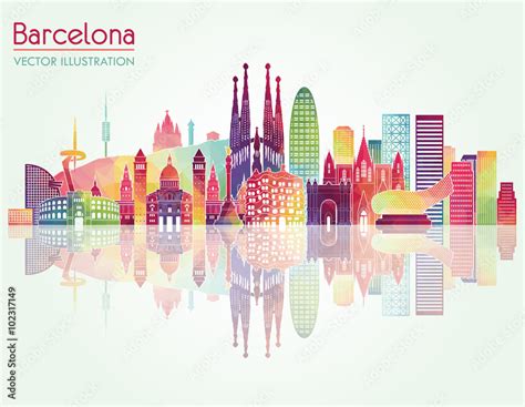 Photo And Art Print Barcelona Skyline Detailed Silhouette Vector