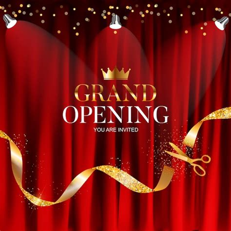 Premium Vector Grand Opening With Ribbon And Scissors Background