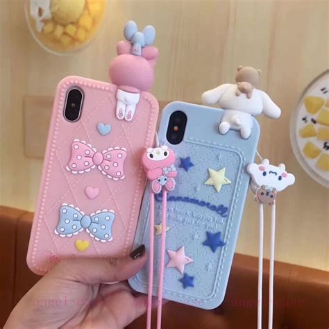for iphone x 8 6s 7 plus cute melody hello kitty soft rubber case cover and strap kawaii phone