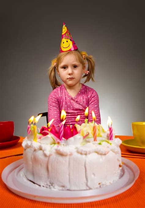 Sad Girl With Birthday Cake Stock Image Image Of Birthday Gesture