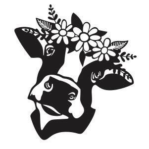 Cow With Flowers Svg Cow Head Png Vector