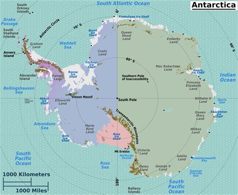 Map Of Antarctica This Map Includes The Southern Pole Of
