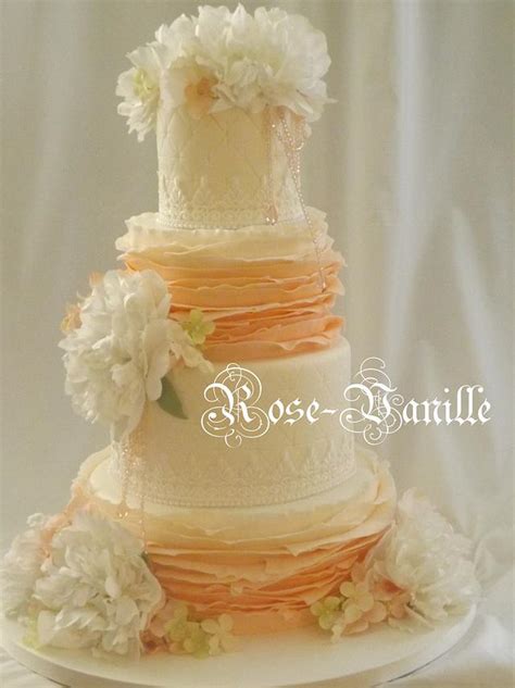 Peach Wedding Cake Decorated Cake By Cindy Cakesdecor