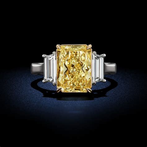 408 Carat Fancy Intense Yellow If Radiant Diamond Ring Rosenberg