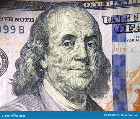 Benjamin Franklin On The Front Of 100 Dollar Bill Editorial Stock Image