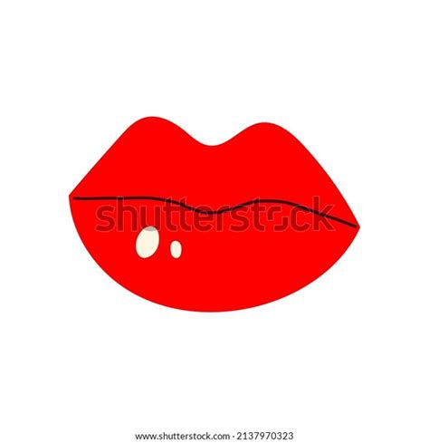 Hand Drawn Girls Red Lips Illustration Stock Vector Royalty Free 2137970323 Shutterstock