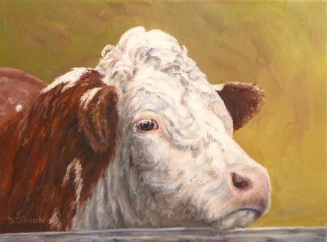 Daily Painting Projects Hereford Face Oil Painting Cow Art Farm Animal