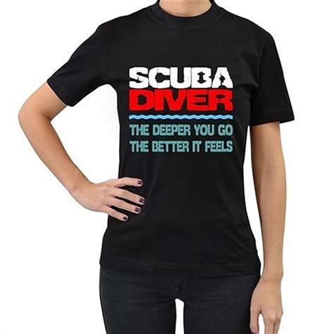 Funny Scuba Diver Dive Down Flag Diving Hilarious Womens Black T Shirt Clothing