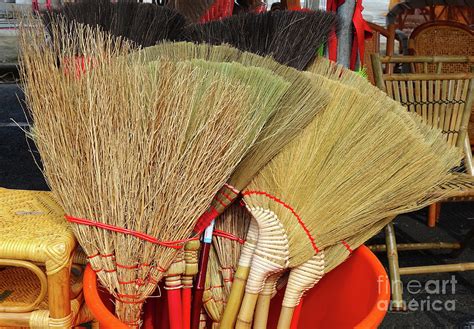 Handmade Brooms Made From Bamboo Branches Photograph By Yali Shi