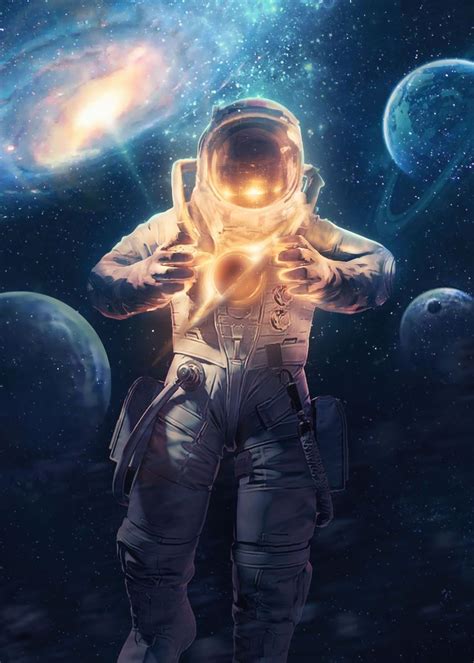 The Cosmic Astronaut Poster Picture Metal Print Paint By U Phoric