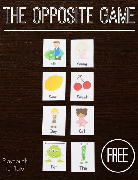 Opposites Matching Game Printable Sixteenth Streets