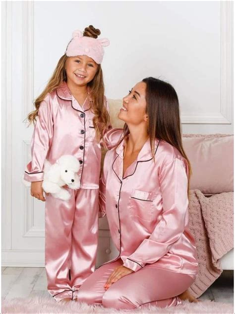 mommy and me silk long sleeve pajama set silk pajamas pajama set long sleeve pyjamas