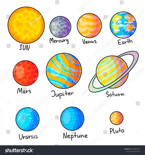 Solar System Planets Hand Drawn Cartoon Stock Vector Royalty Free