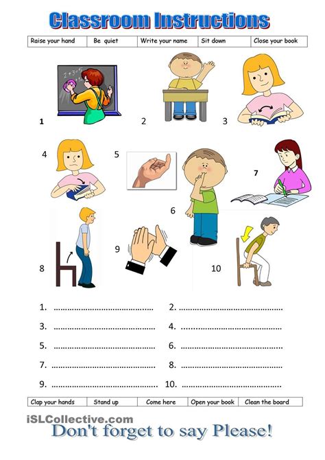 Classroom Instructions Classroom Language Classroom Classroom Commands