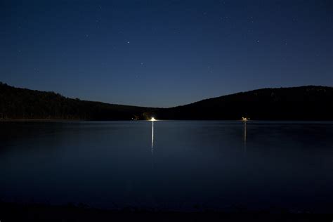 Blue Waters Of The Lake At Night At Devils Lake State