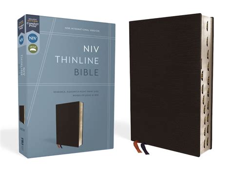 Niv Thinline Bible Bonded Leather Black Red Letter Thumb Indexed