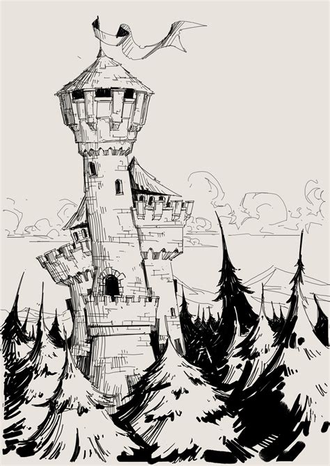 George Brad Daily Sketch Tower In The Forest