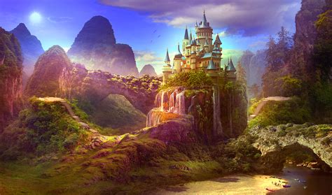 Artwork Fantasy Art Castle Landscape Mountains Wallpa