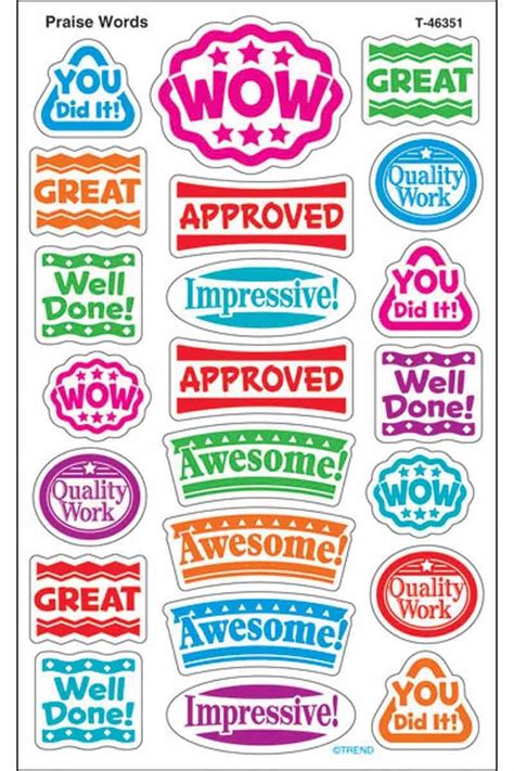 176 praise words supershapes teacher reward stickers reward stickers