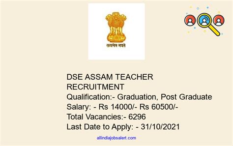 DSE Assam Teacher Recruitment 2021 Apply Online