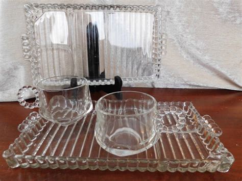 Hazel Atlas Clear Glass Orchard Crystal Snack Plates And Cups Etsy